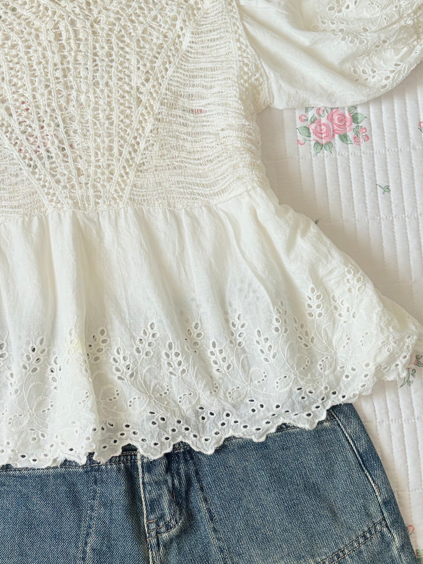 White crochet lace top