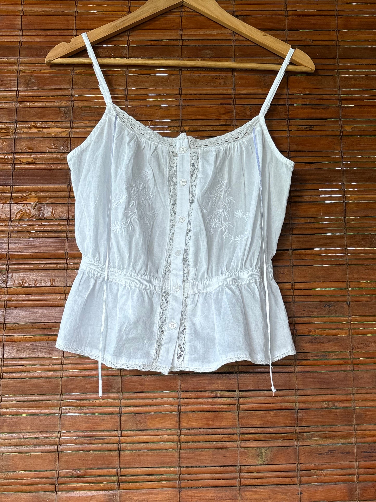 White lace embroidered top