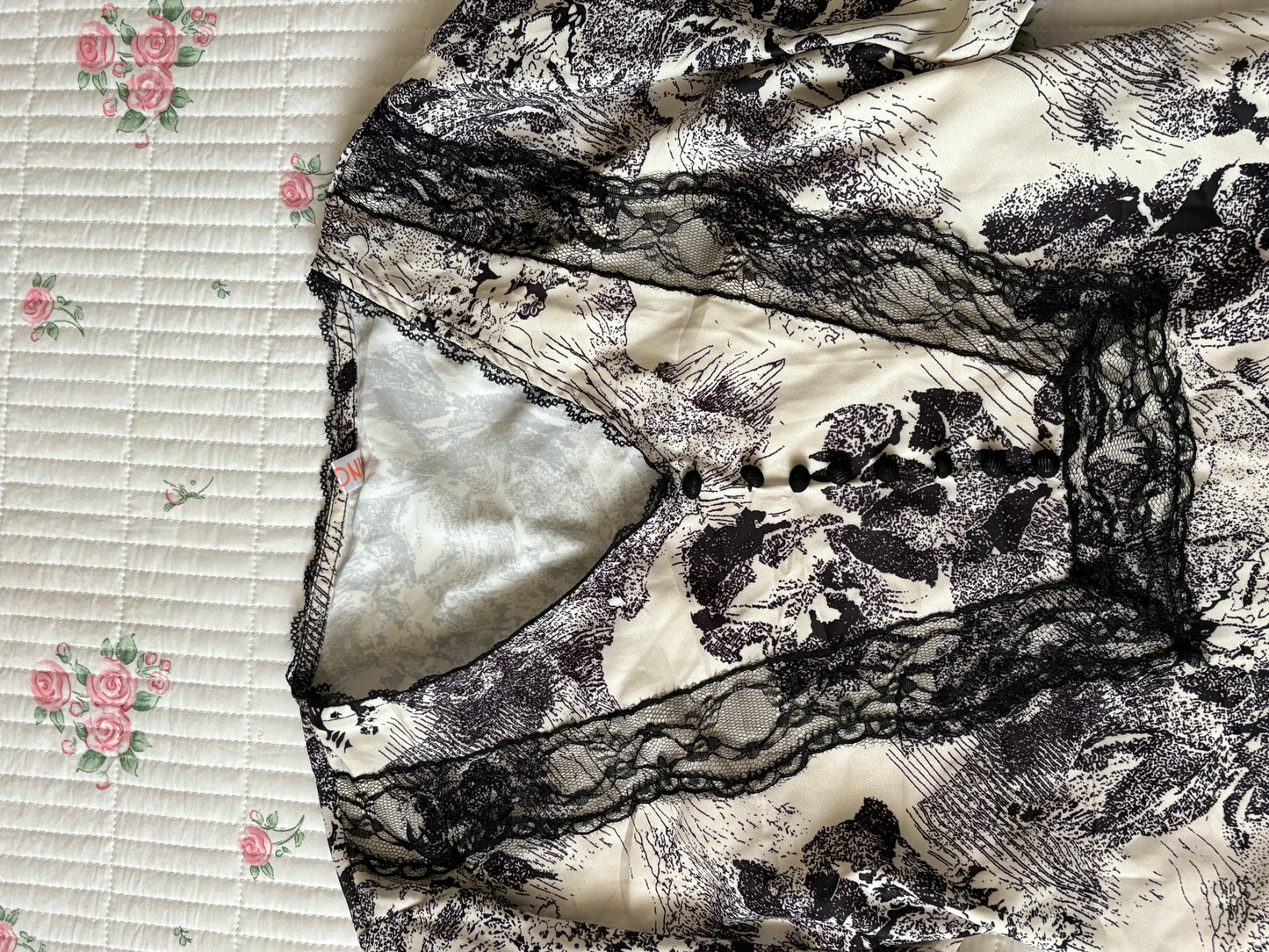 B/ w satin lace top