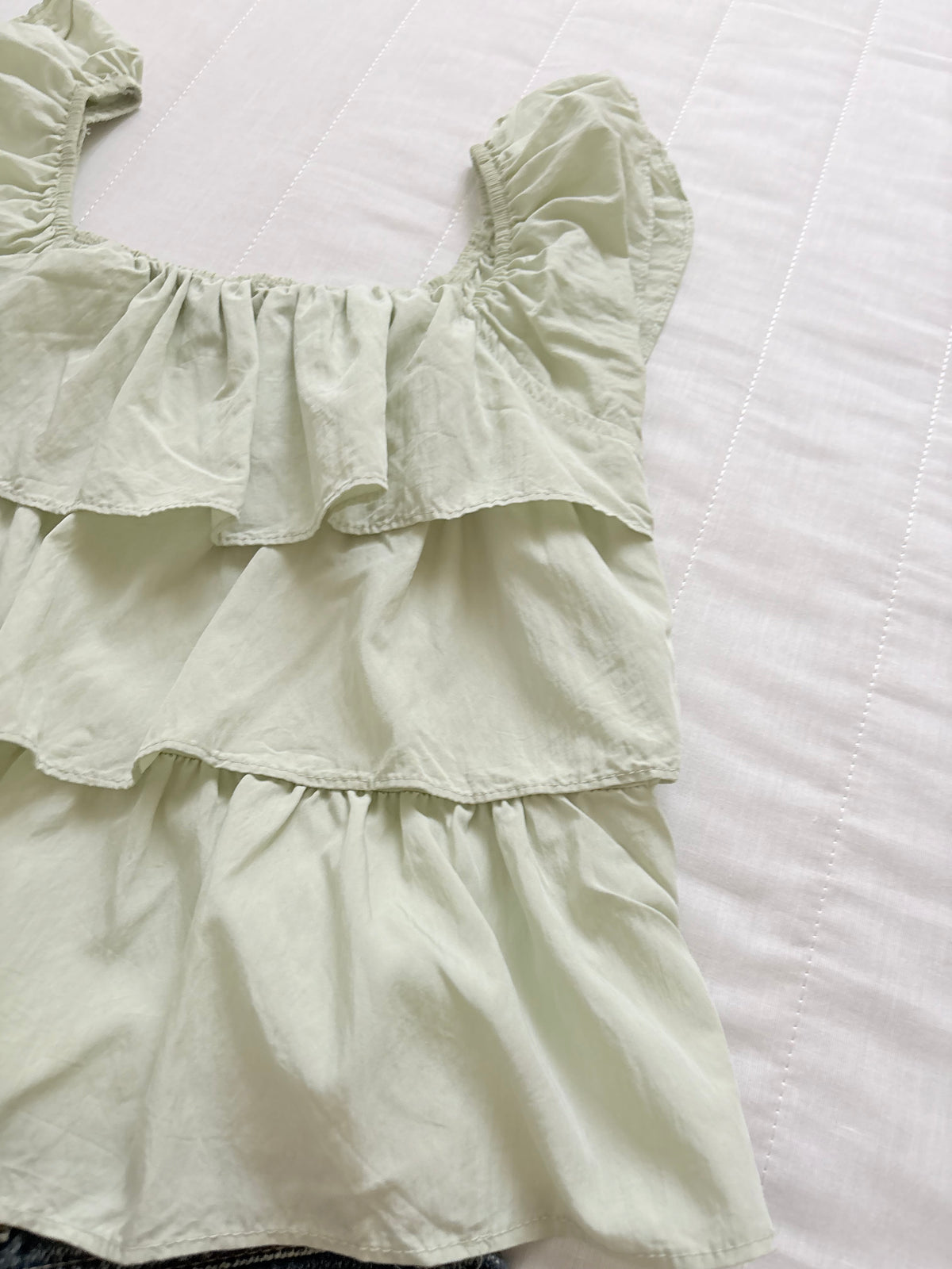 Sage ruffle top