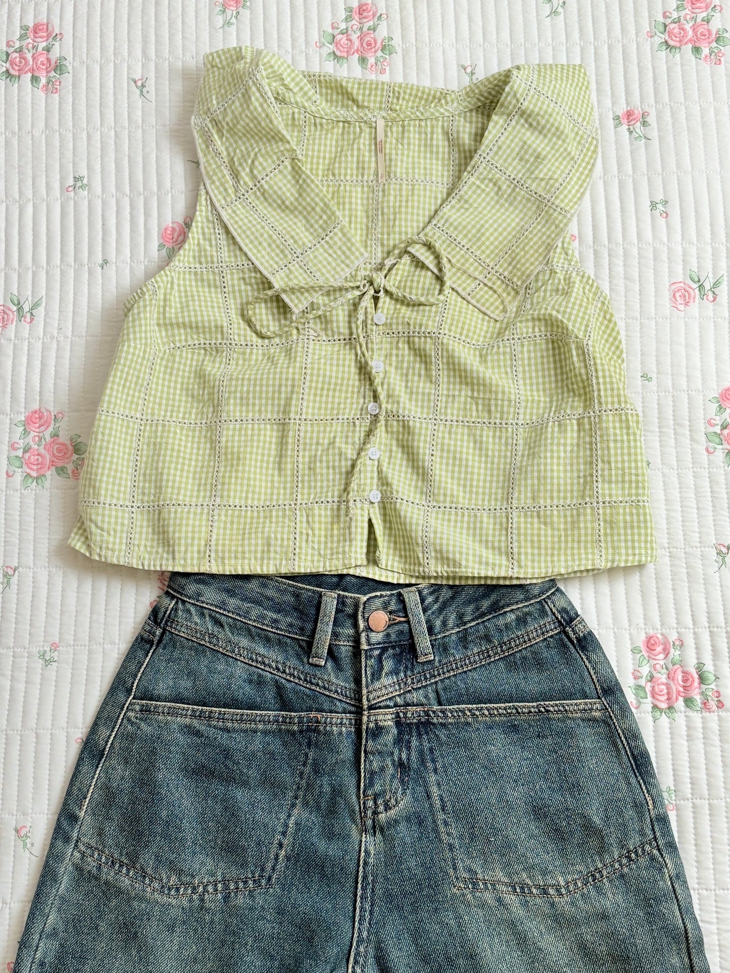 Green plaid top