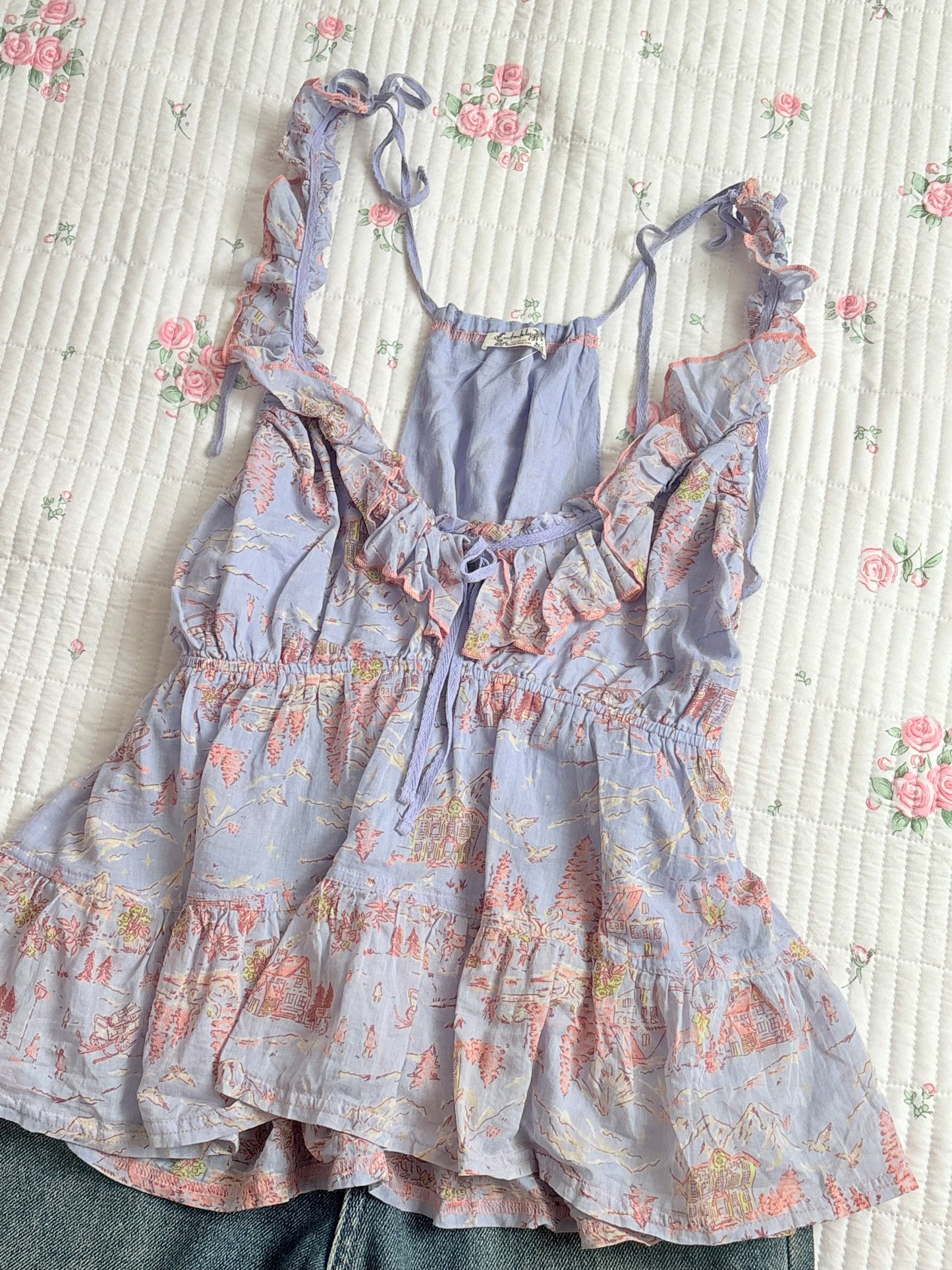 Blue floral tops