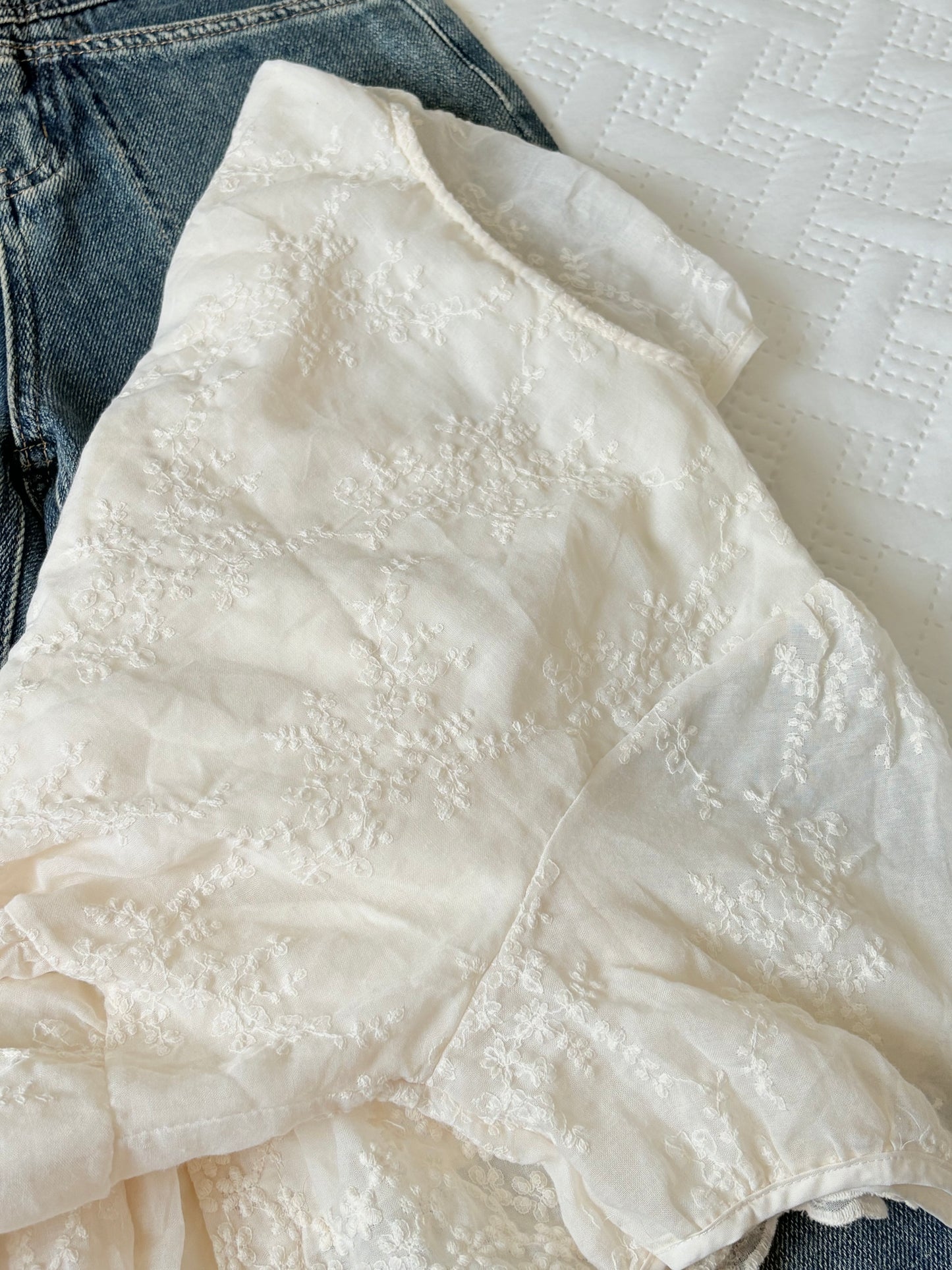 Cream embroidered top