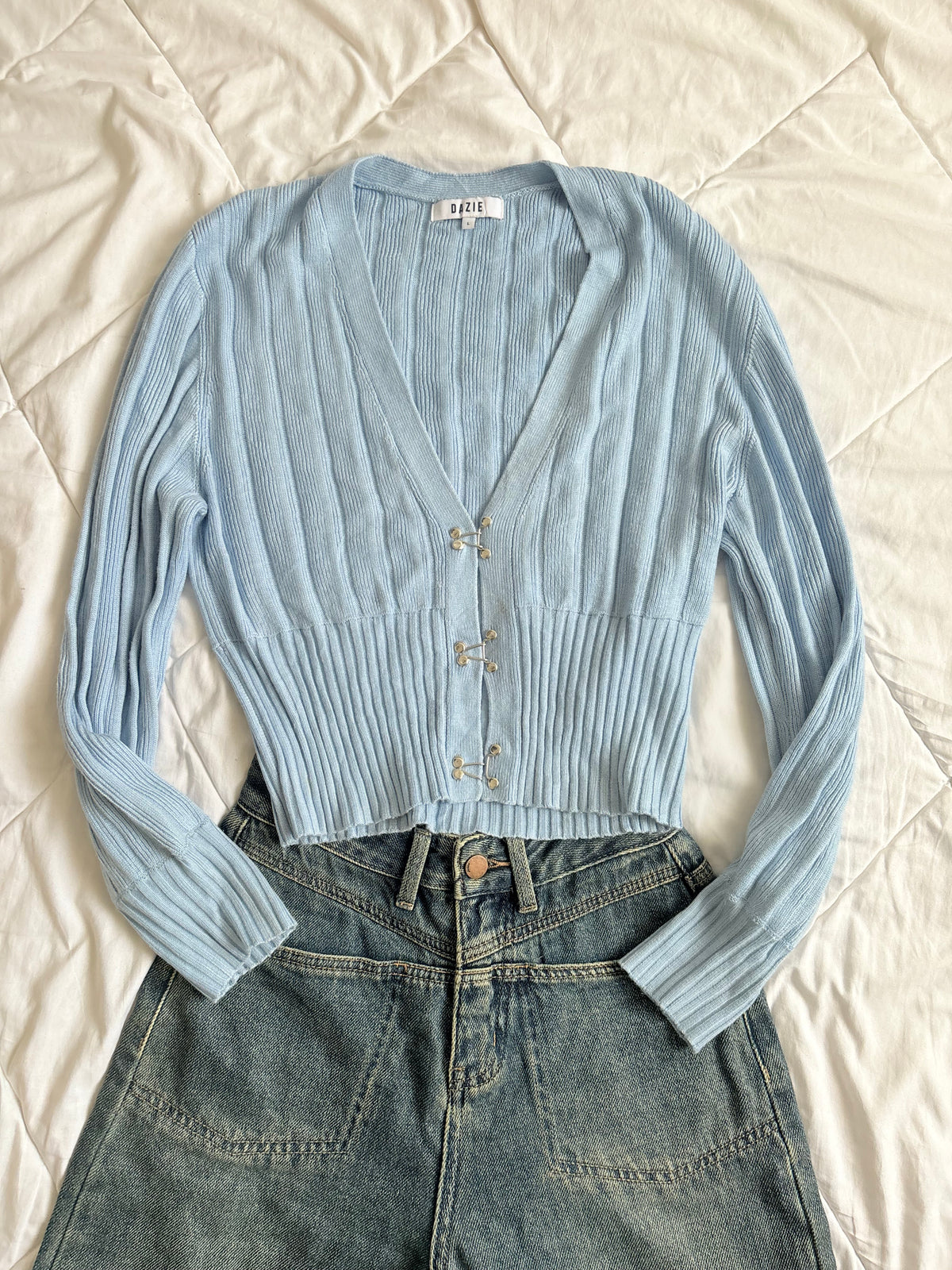 Blue hooks cardigan