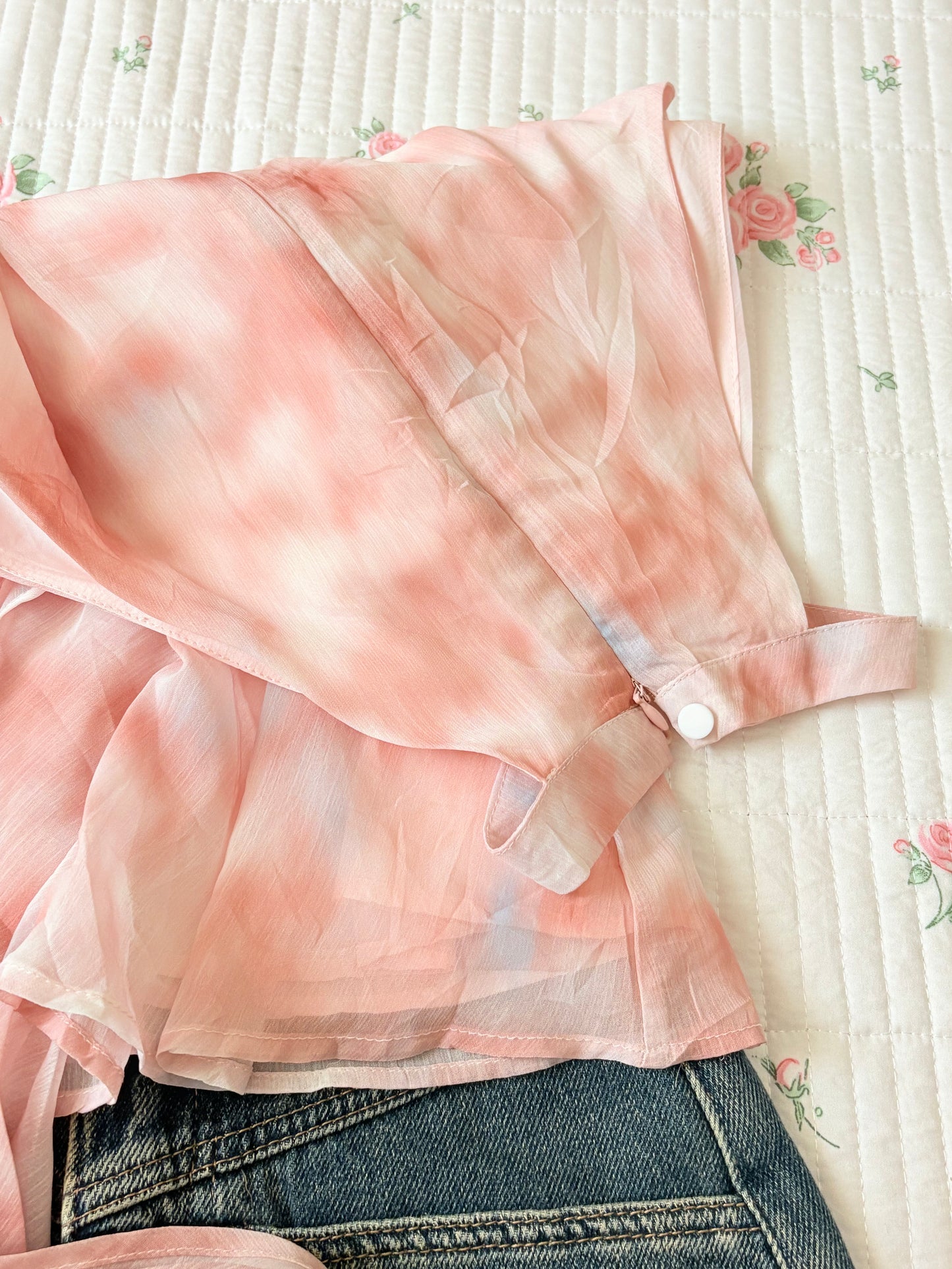 Peach ruffle top