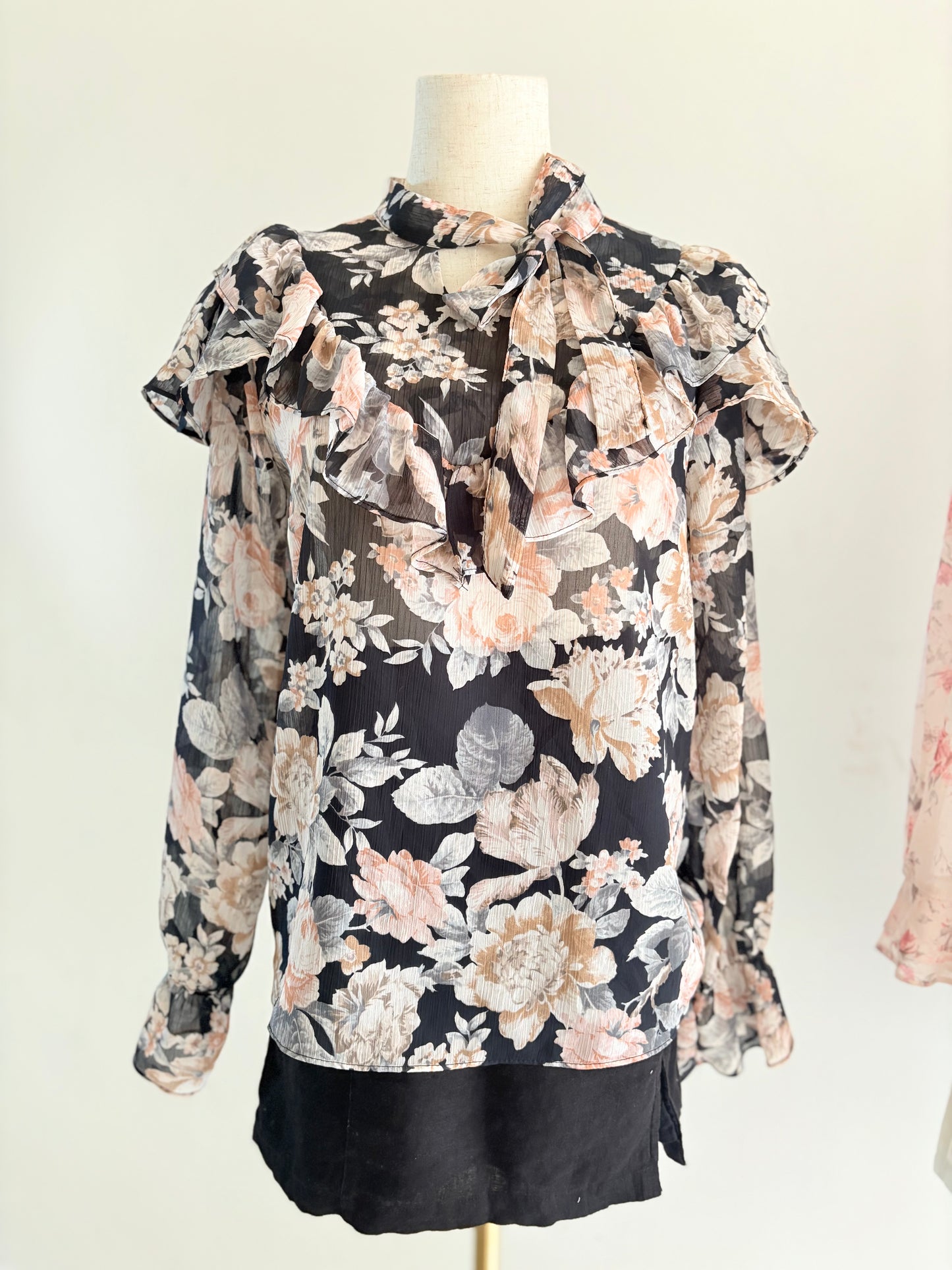 Black ruffle top