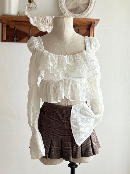 White ruffle top