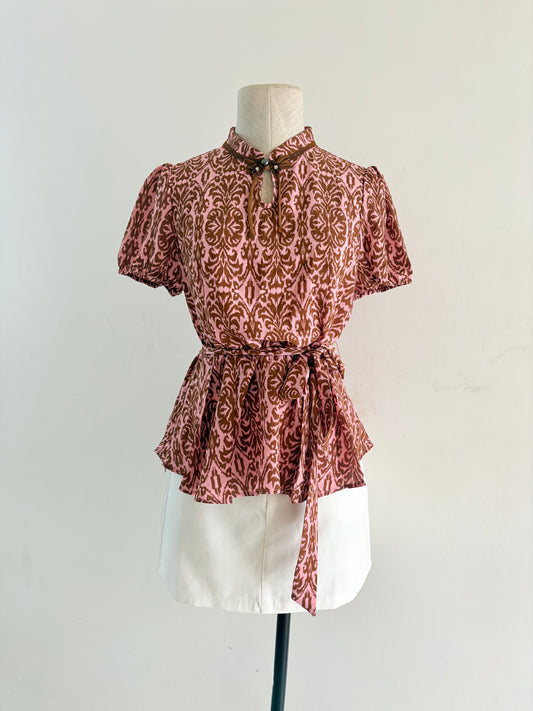 Pink brown tie top