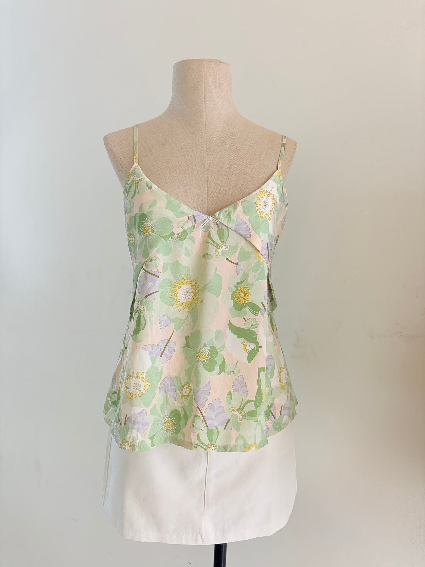 Green satin top