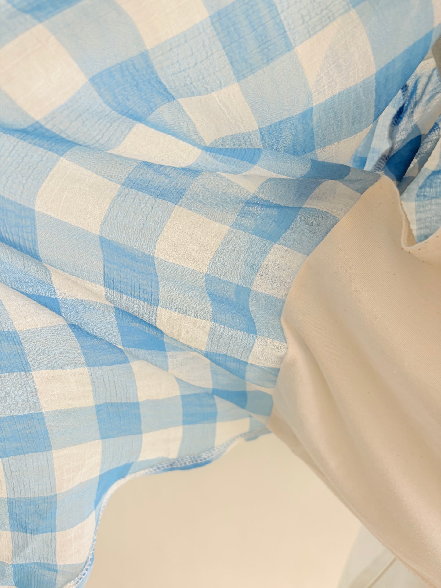 Blue gingham overlay top