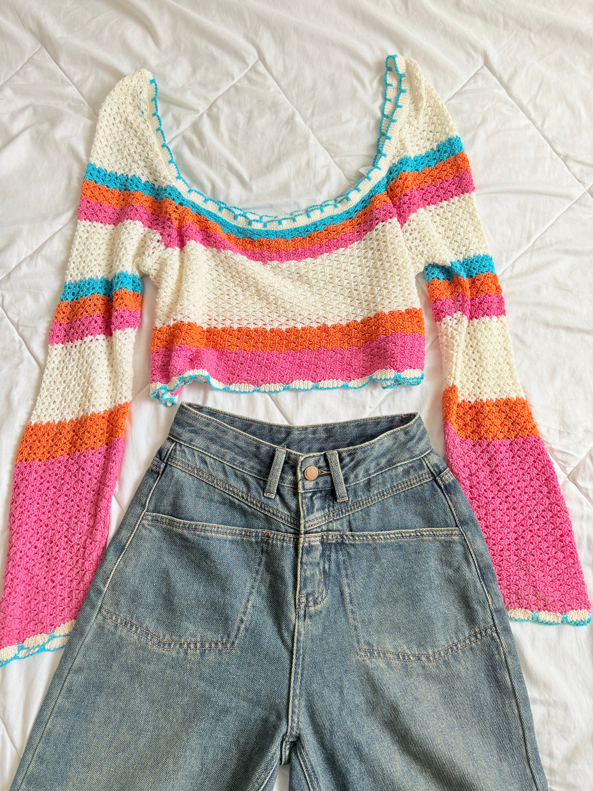 Colourful crochet top