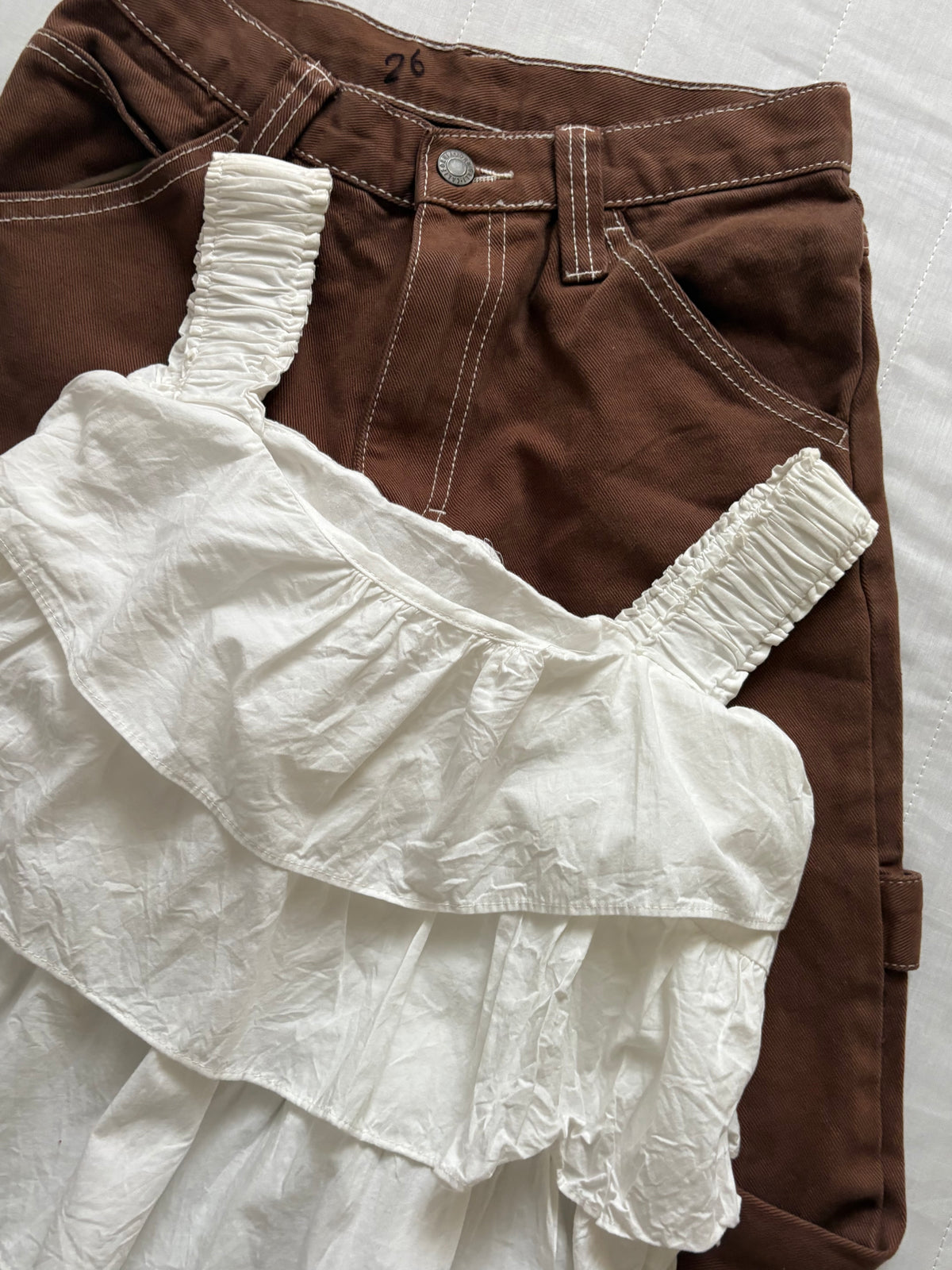 White ruffle top