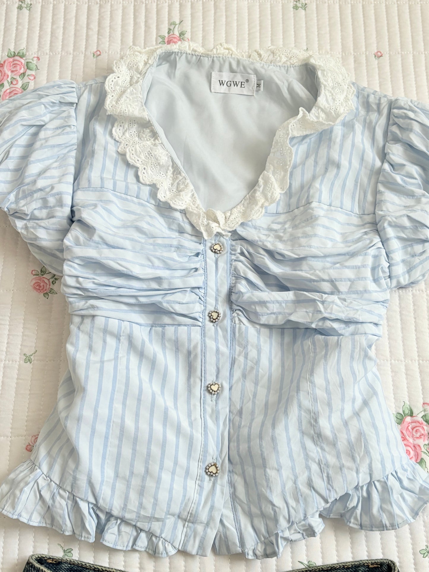 Blue stripe doll top