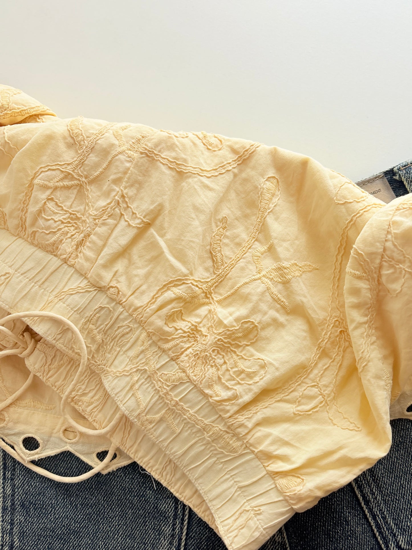 Yellow embroidered top