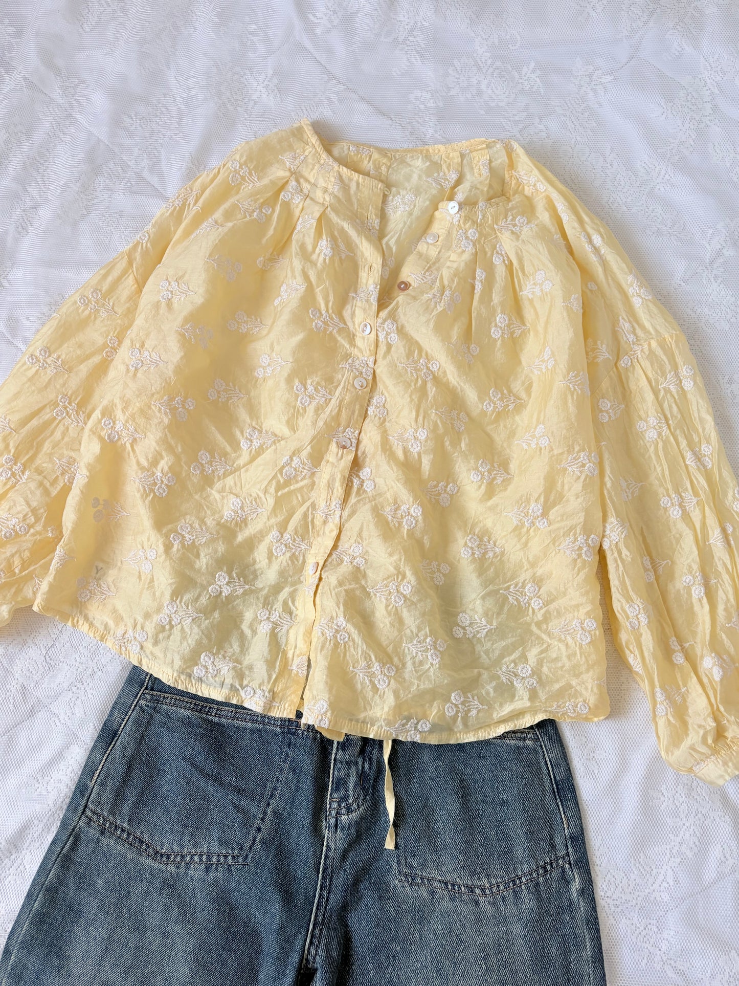 Yellow embroidered top