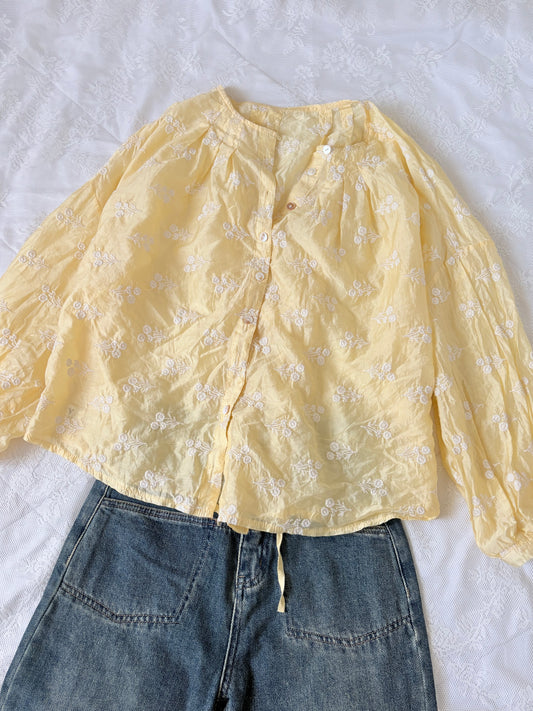 Yellow embroidered top