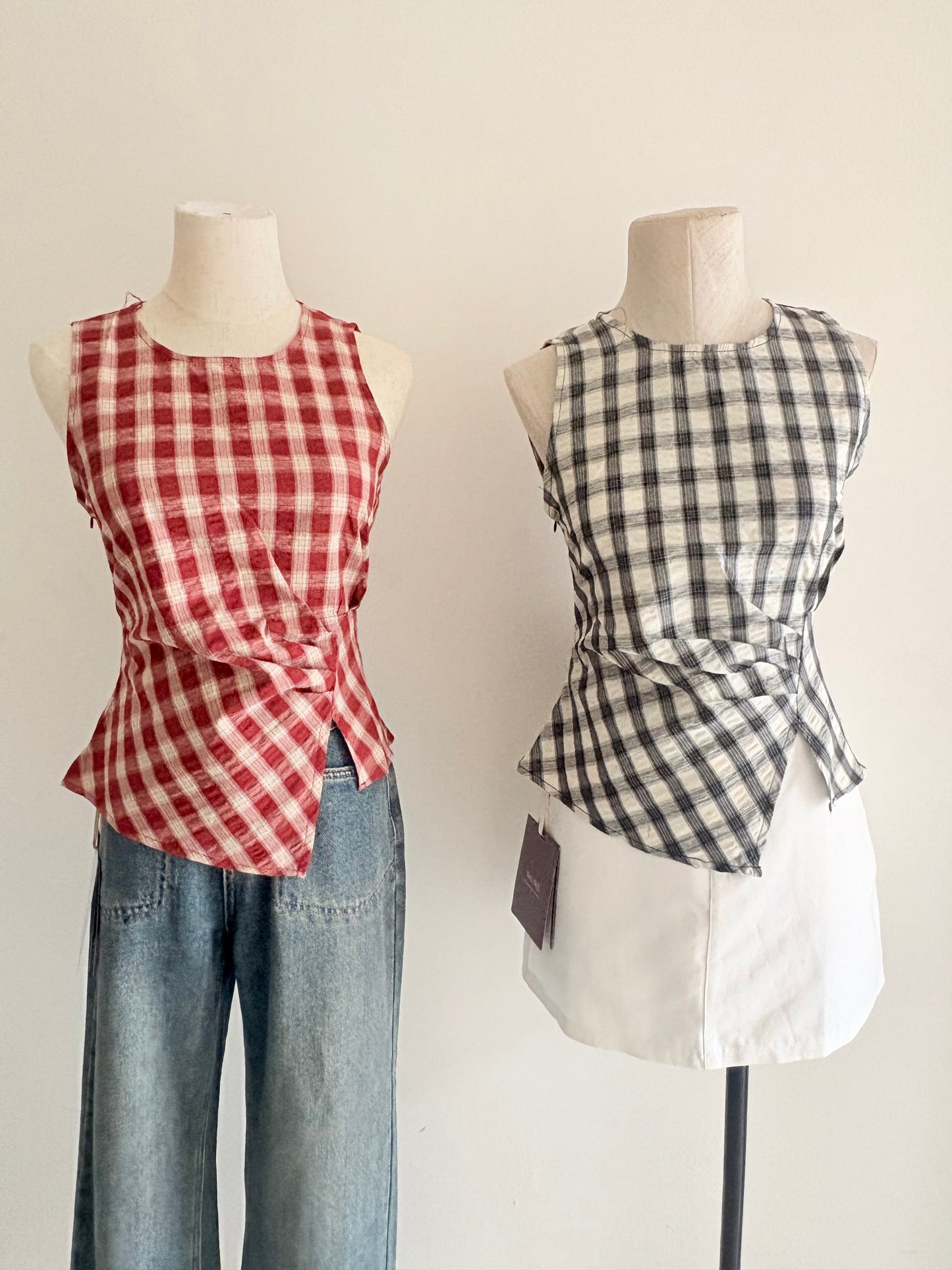 Wgwe Plaid fitted top