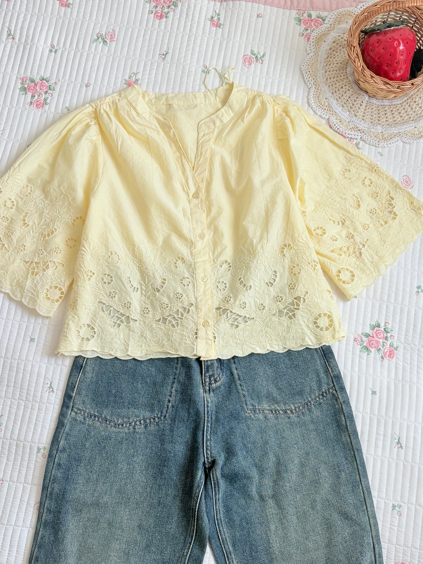 Yellow embroidered shirt