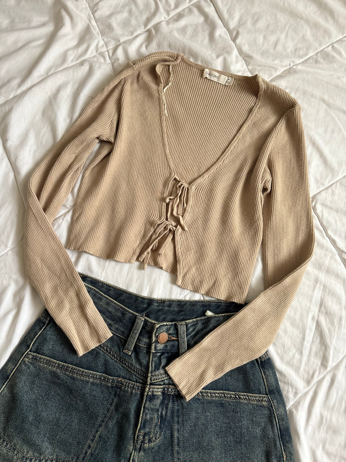 Tan tie top