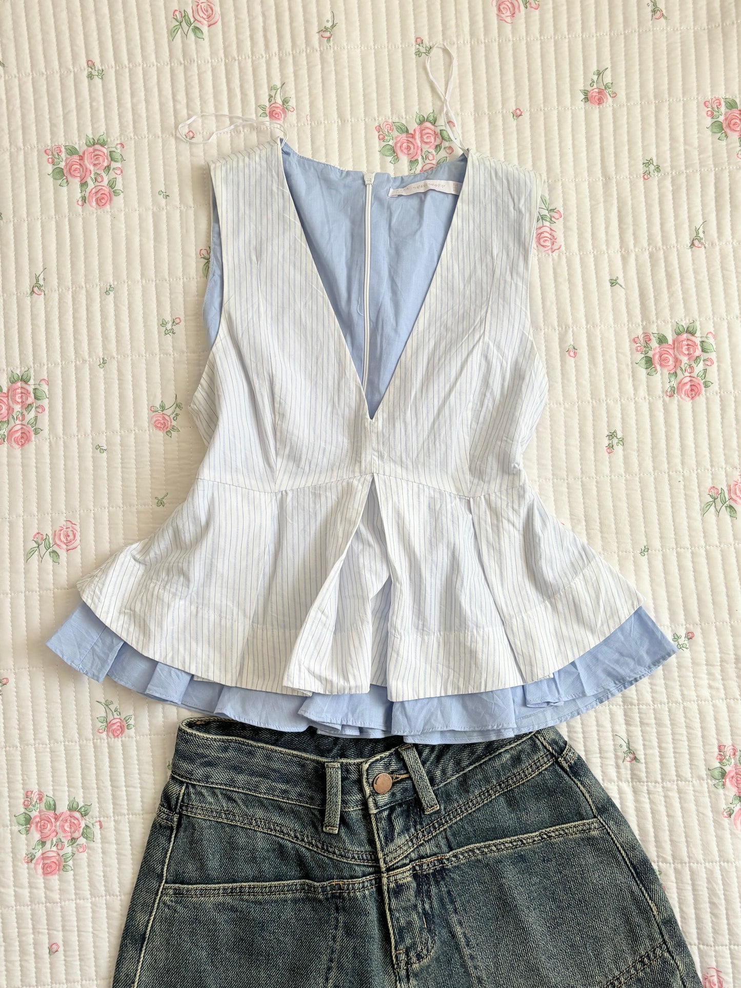 Blue stripe peplum