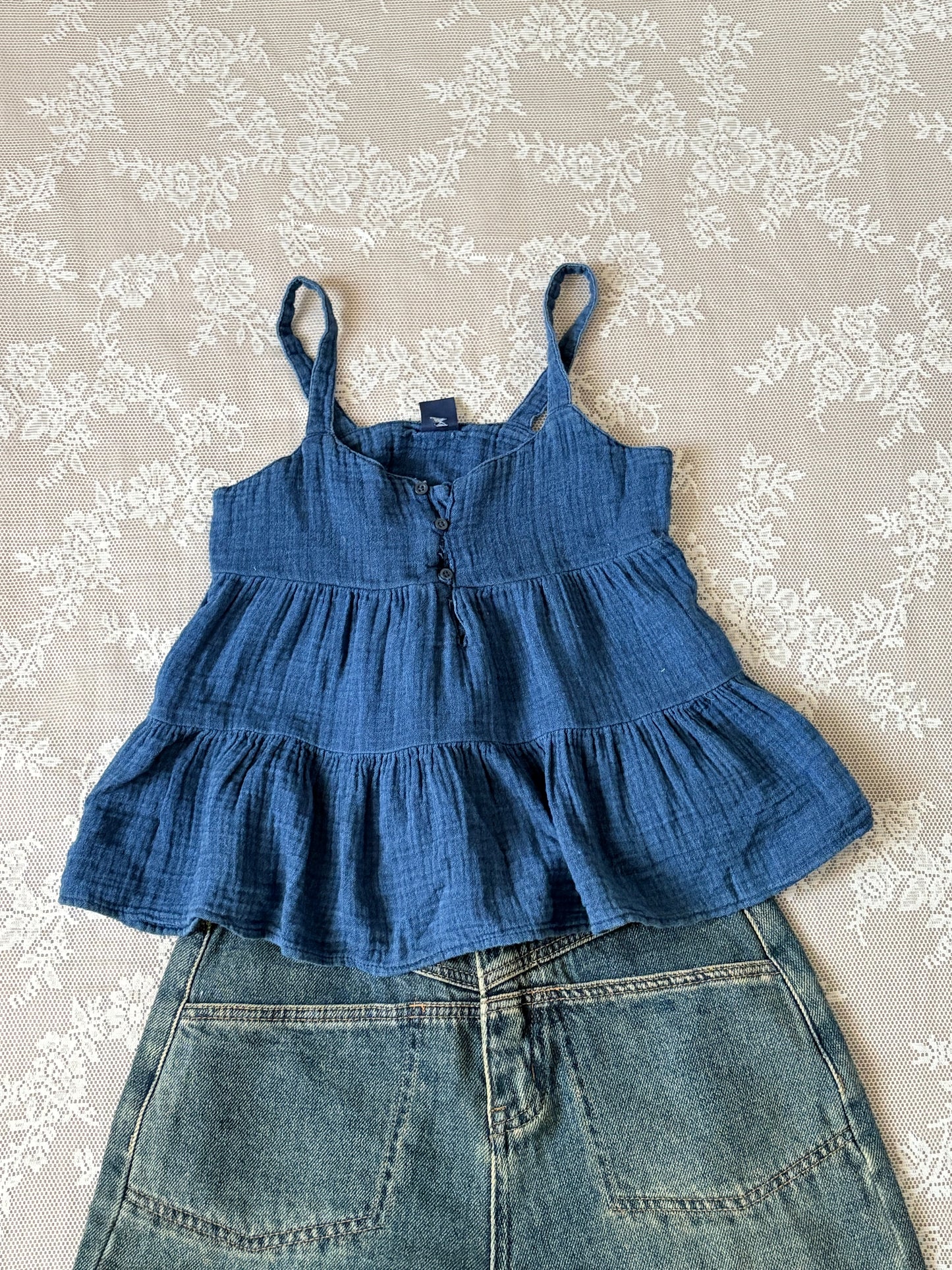 Blue muslin top