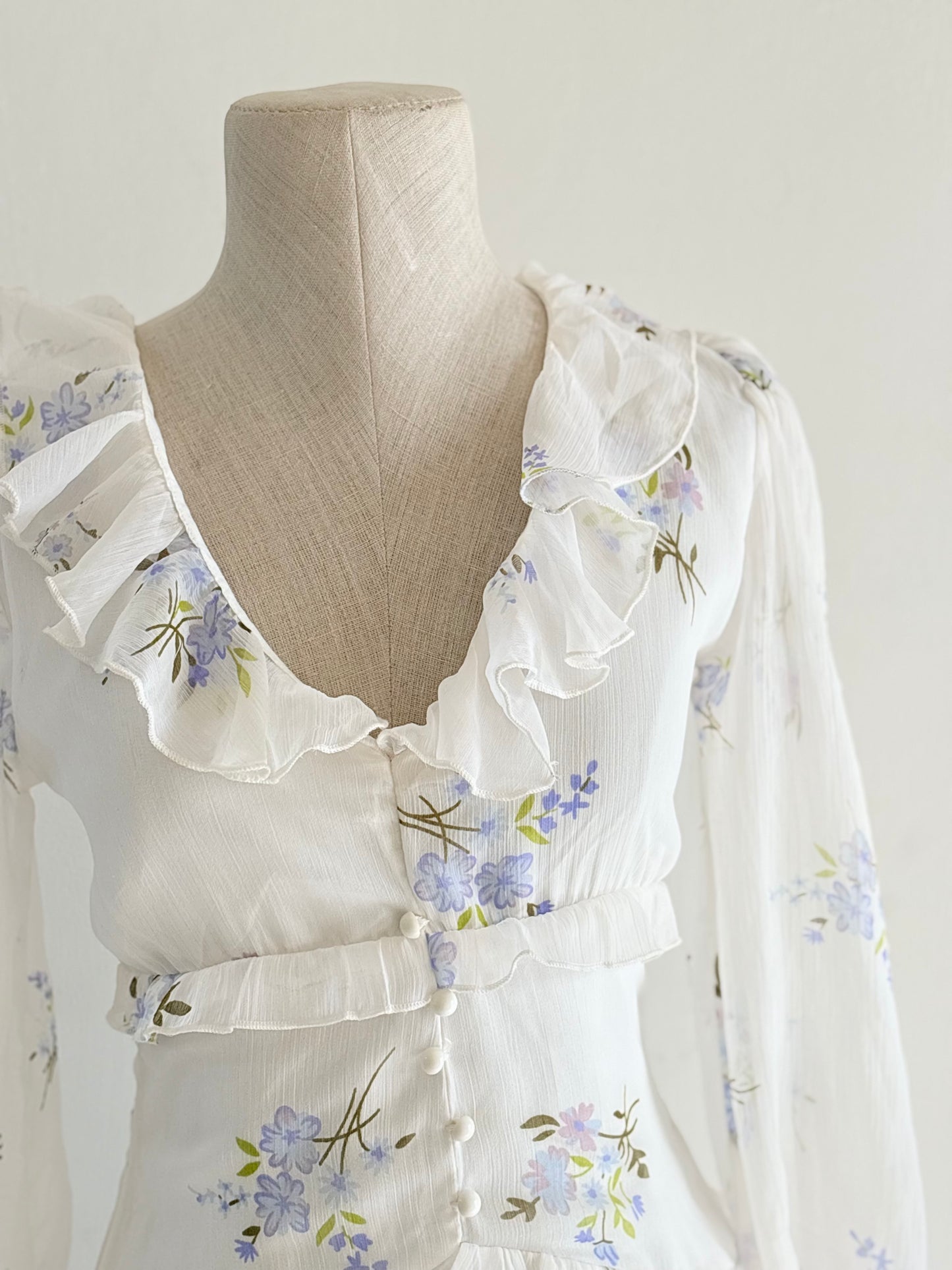 White blue floral dress