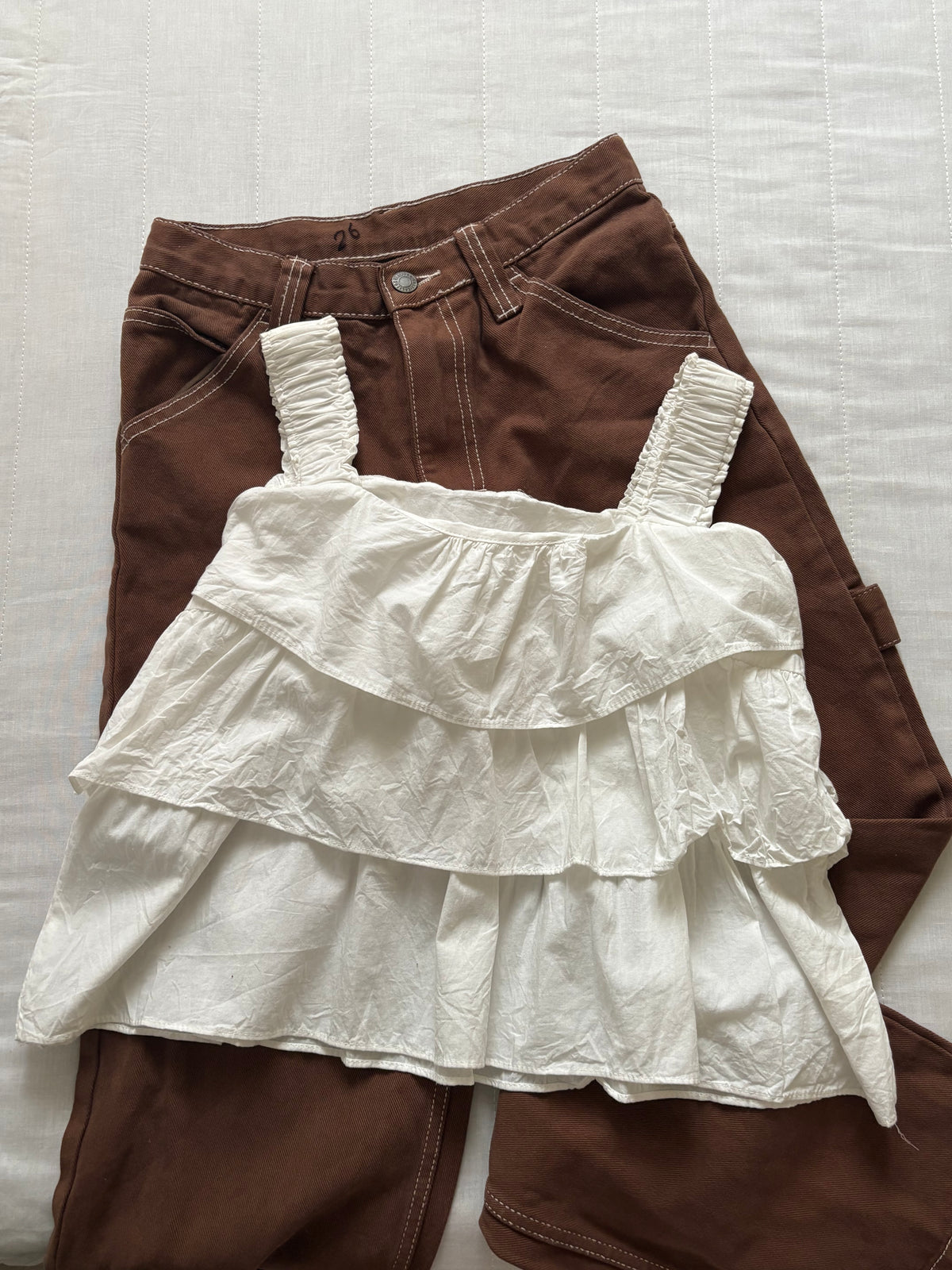 White ruffle top
