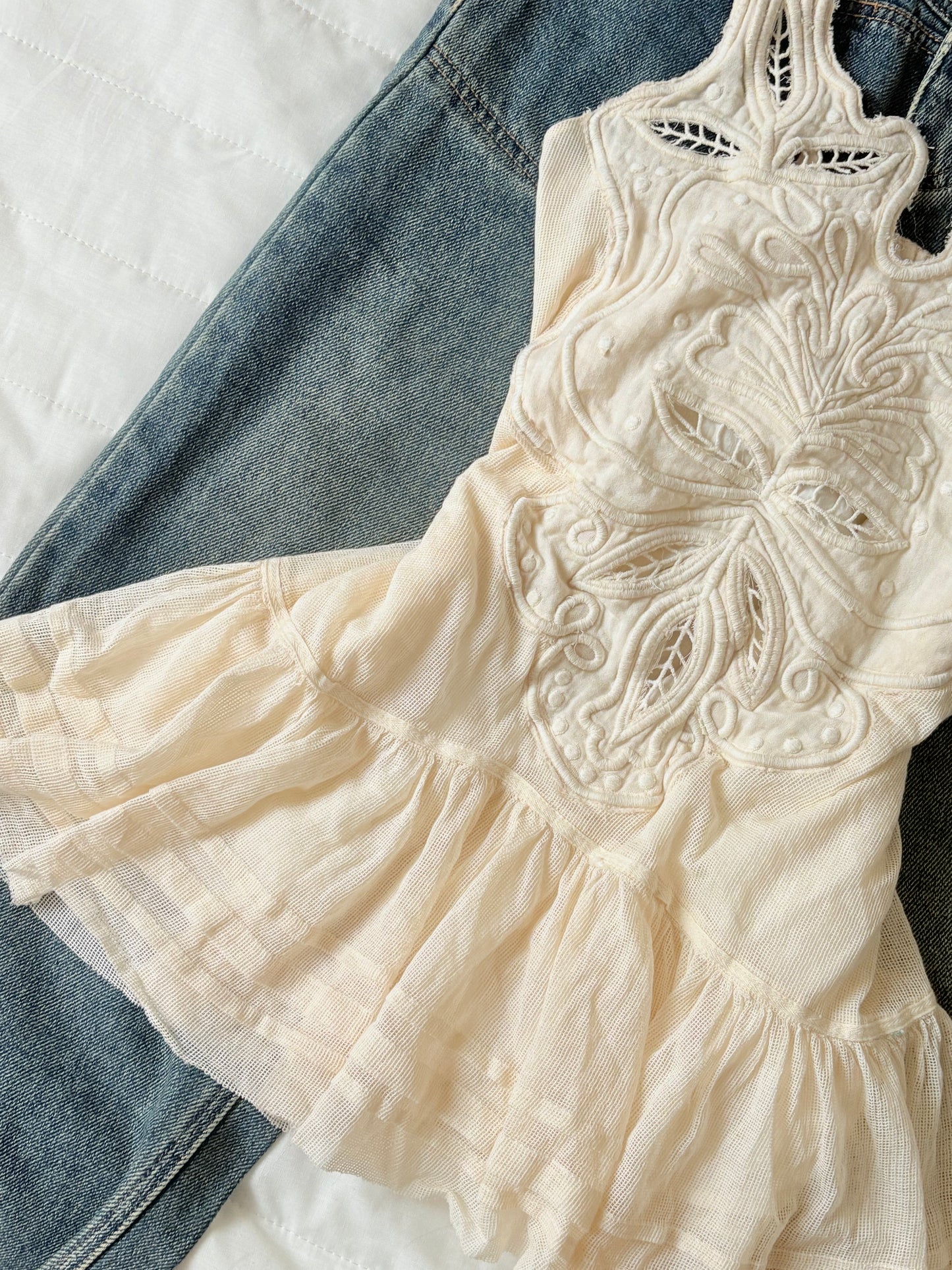 Cream embroidered top