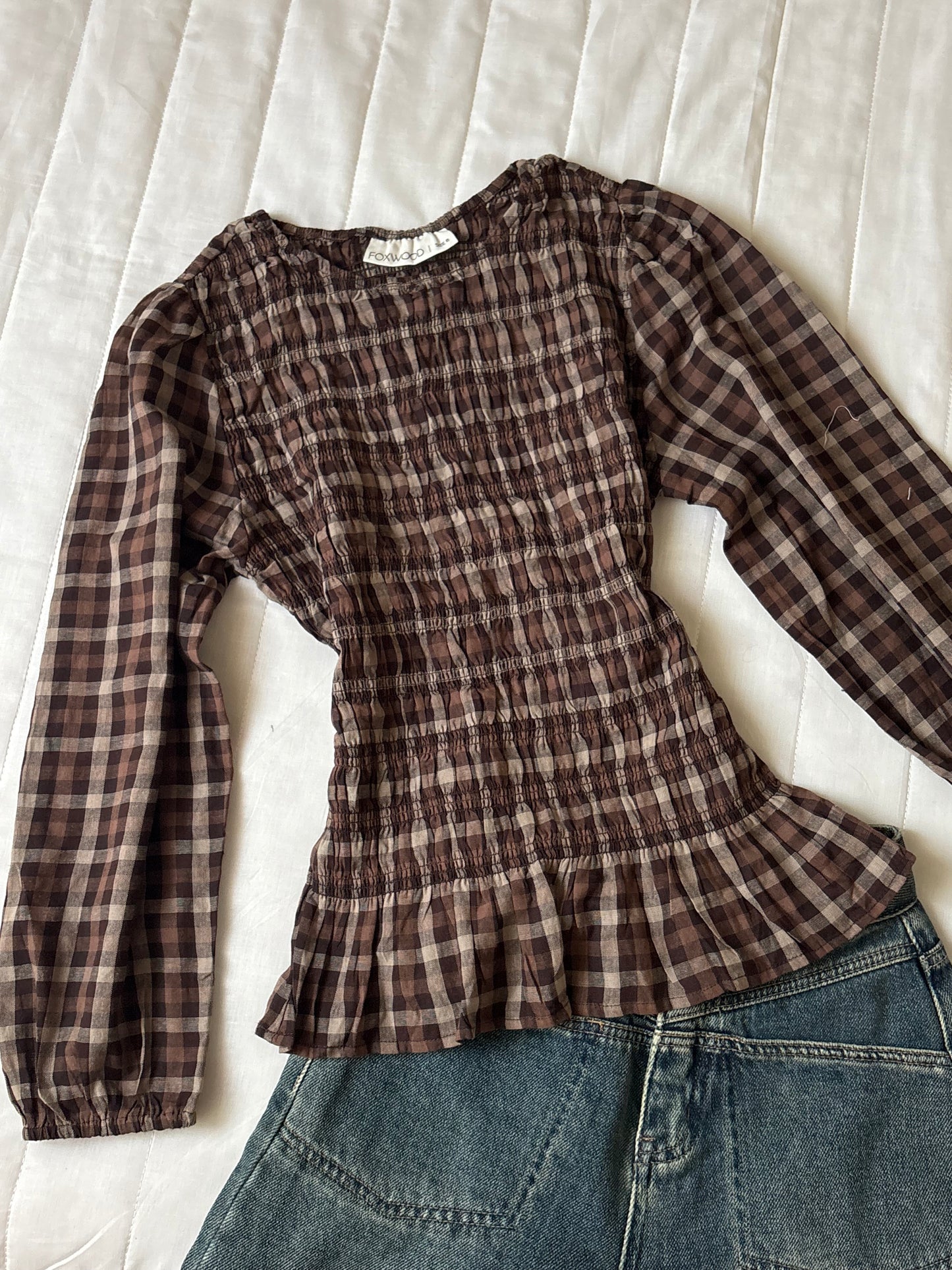 Brown plaid top