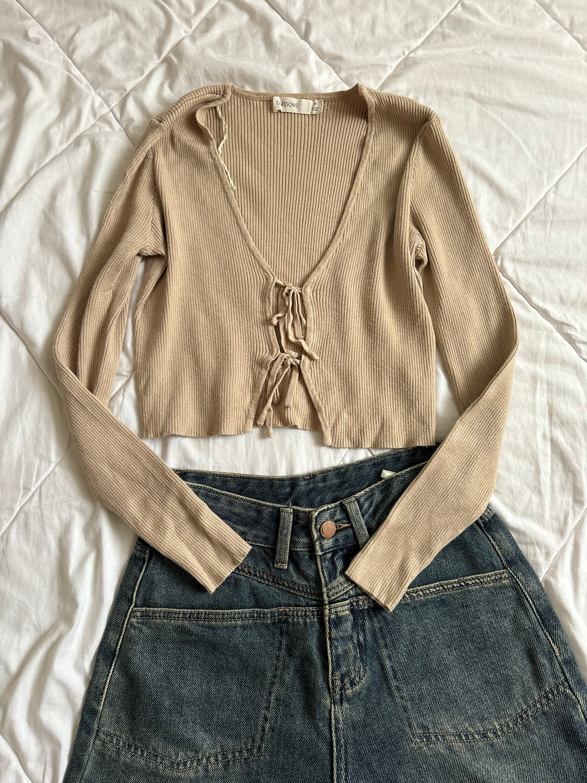 Tan tie top