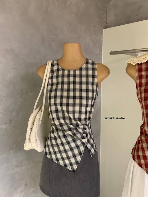 Wgwe Plaid fitted top