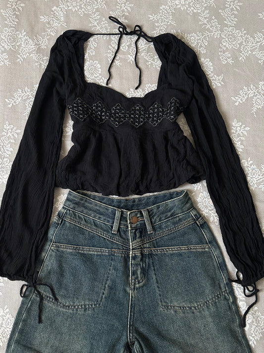 Black beaded top