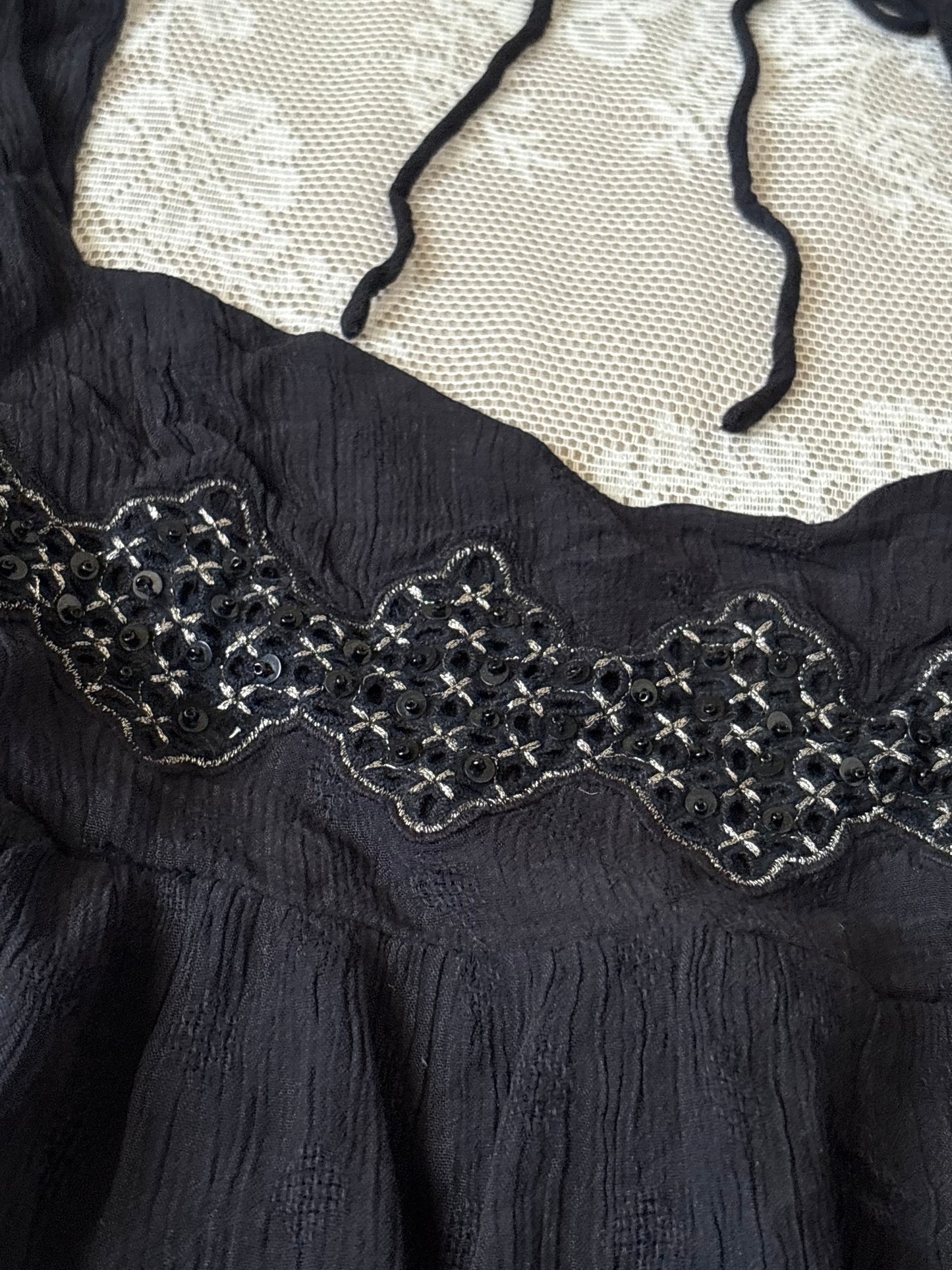 Black beaded top