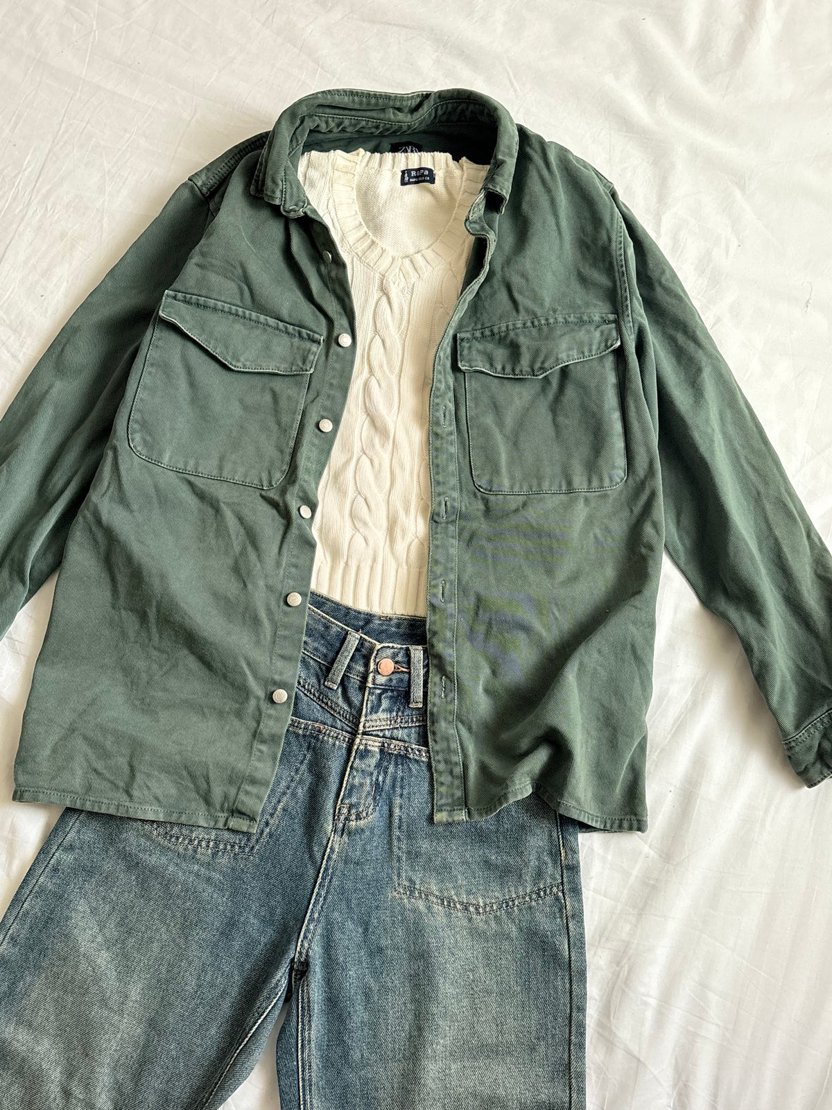 Green denim jacekt