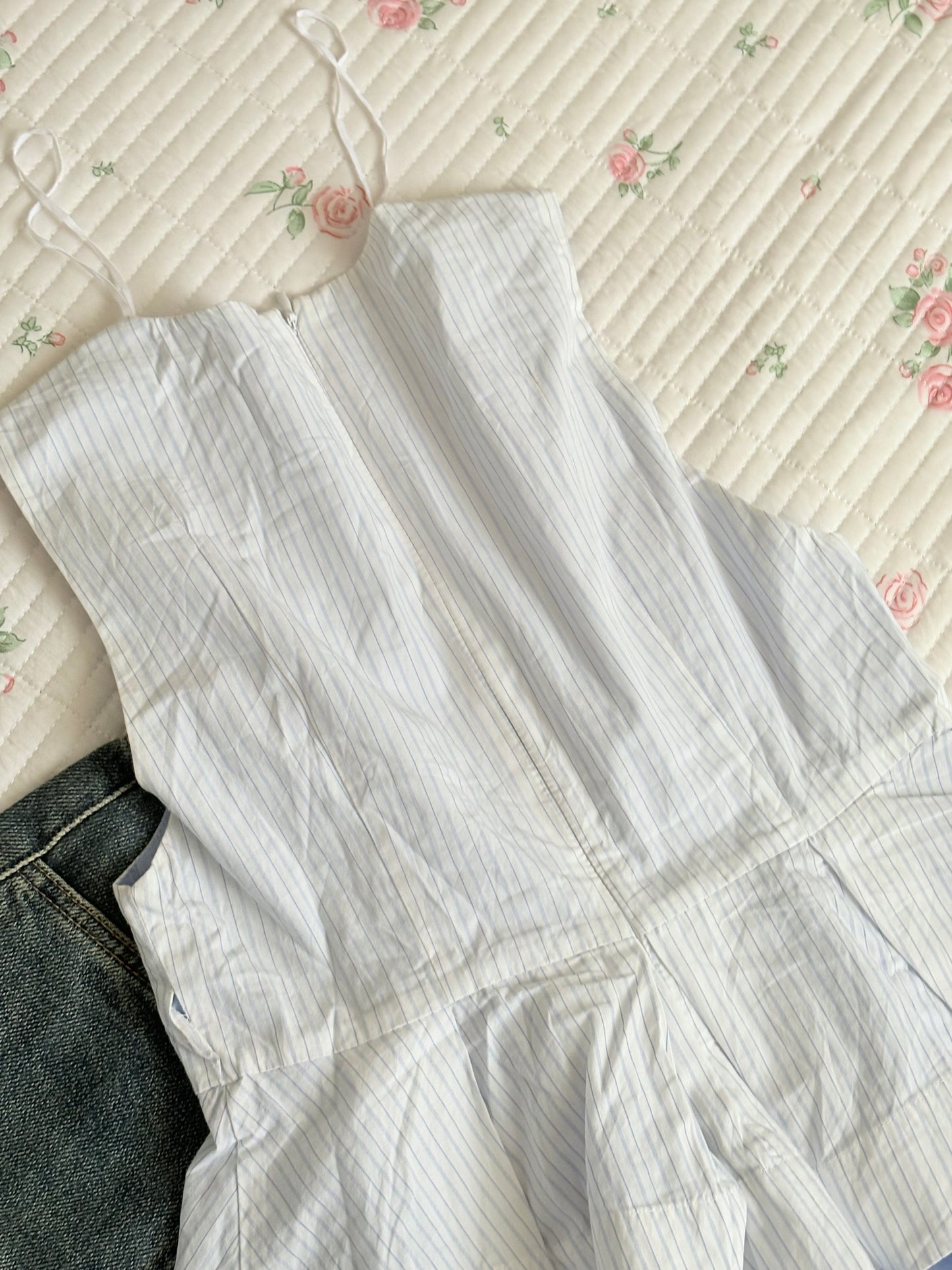 Blue stripe peplum