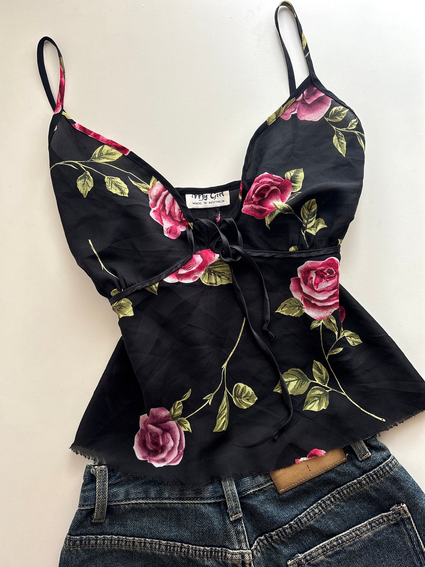 Black floral cami