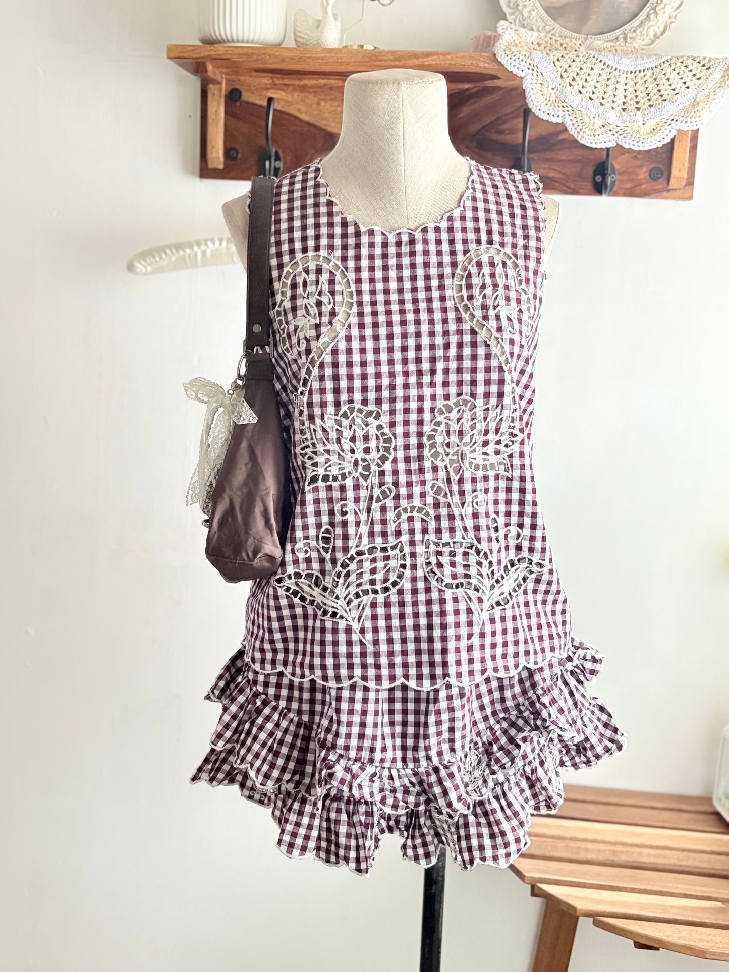 Maroon gingham set