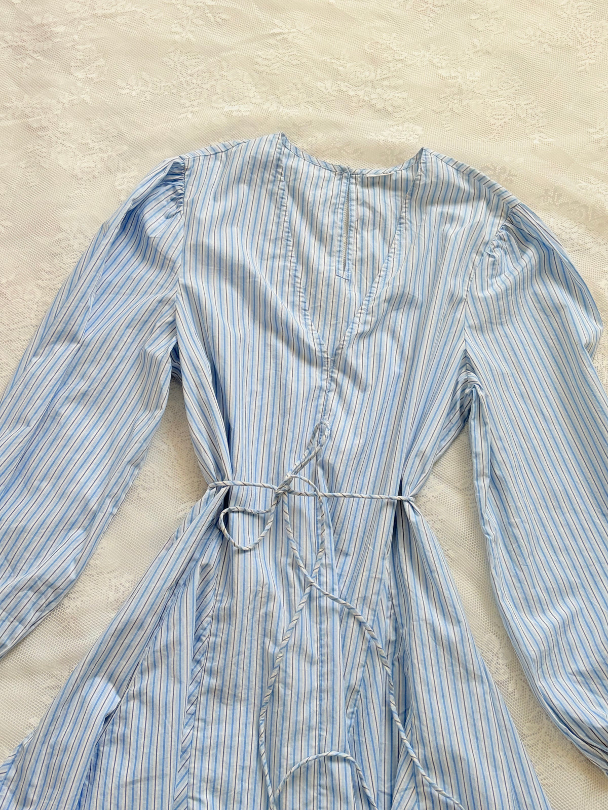 Blue stripe tie dress