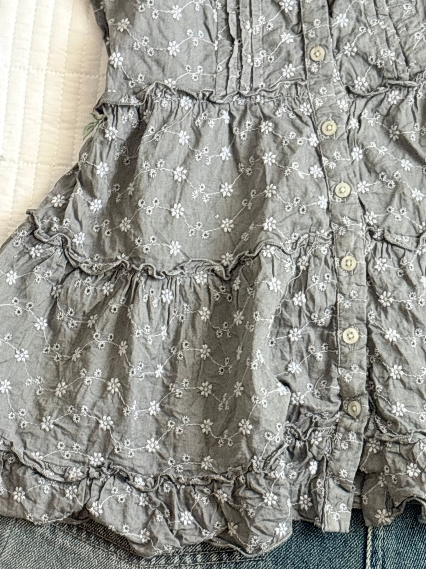 Grey embroidered top