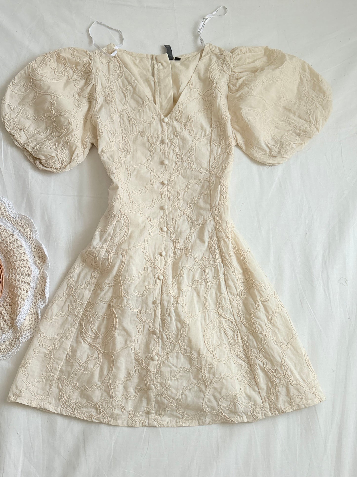 Cream embroidered dress
